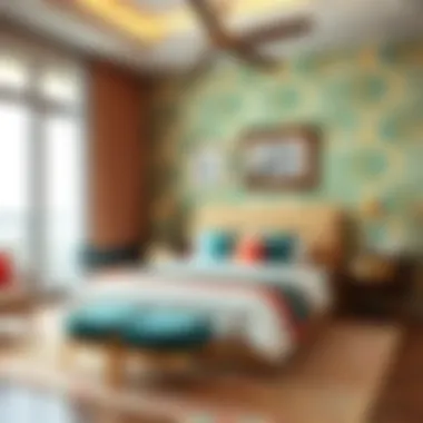 Vibrant bedroom featuring stylish yet economical furnishings