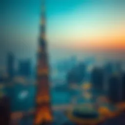 Stunning view of Al Diwan Tower against the Dubai skyline