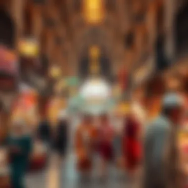 Bustling atmosphere of shoppers and vendors in Al Mina Souk