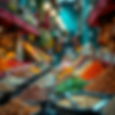 Vibrant display of local spices and herbs at Al Mina Souk