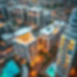 Aerial view of Amber Studio City showcasing its modern architecture