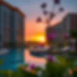 Stunning view of Ascott Park Place at sunset