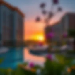 Stunning view of Ascott Park Place at sunset