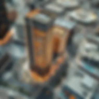 Aerial Perspective of Dubai Design District Aerial view of Dubai Design District featuring Building 7