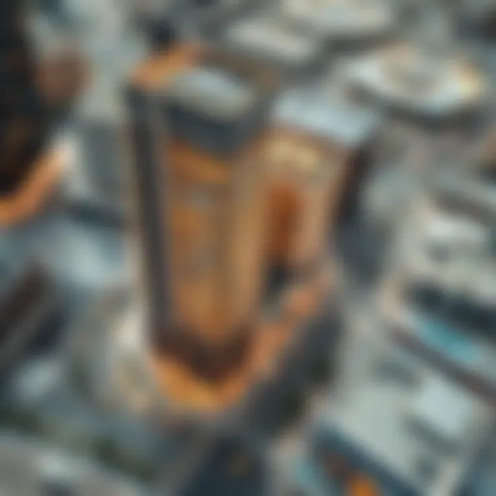 Aerial Perspective of Dubai Design District Aerial view of Dubai Design District featuring Building 7