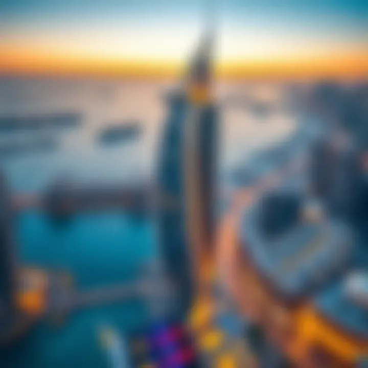 Cayan Tower Overlooking Dubai Marina Panoramic view of Dubai Marina and Cayan Tower