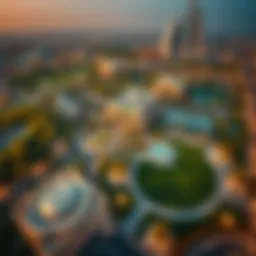 Aerial view of توجيه الخالدية showcasing its modern architecture and green spaces