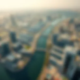 Aerial view of Dubai Creek showcasing urban development