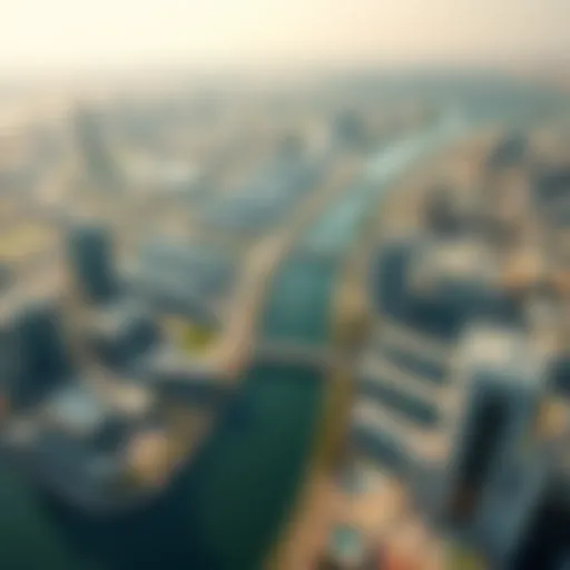 Aerial view of Dubai Creek showcasing urban development