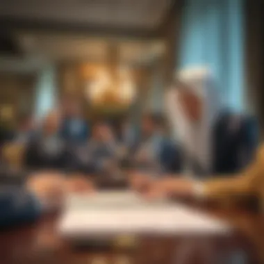 A professional setting with a contract signing between two parties