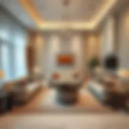 Elegant family room setup in Al Qusais Villa