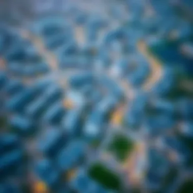 Aerial view of residential areas with Aizab properties