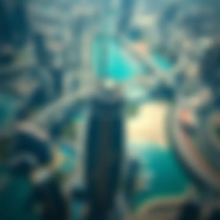 Aerial shot highlighting the D1 Tower's strategic location