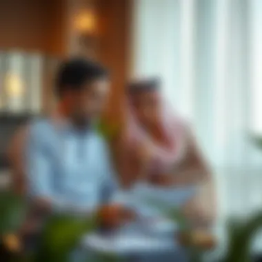 Landlord and tenant discussing terms over a rental agreement