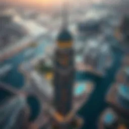 Aerial view of Creek Tower highlighting its prime location