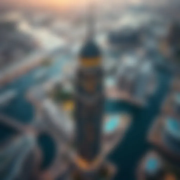 Aerial view of Creek Tower highlighting its prime location