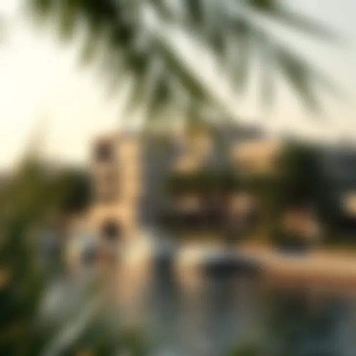 Luxurious waterfront properties with lush greenery along Dubai Creek