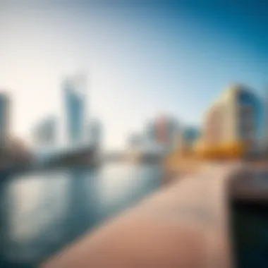 A panoramic view of Dubai Creek showcasing modern architecture and tranquil waters