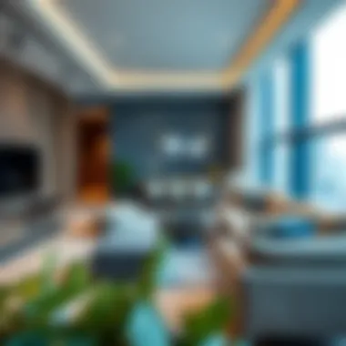 Contemporary living space within a unit of Damac Elegance Tower emphasizing modern amenities