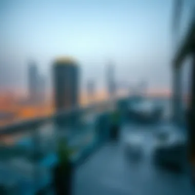 Panoramic view from the terrace of Damac Elegance Tower showcasing the Dubai skyline