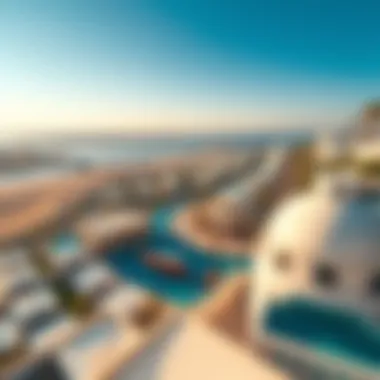 Aerial Perspective of the Santorini Community Aerial view of Damac Lagoons Santorini community