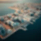 Aerial view of Deira Island showcasing its modern architecture and waterfront