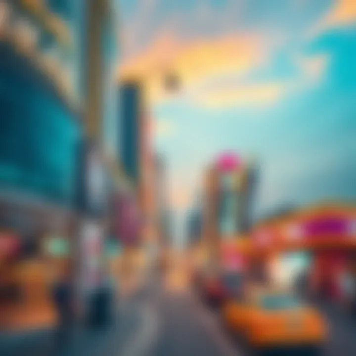 Artist's impression of Deira Island's bustling commercial district