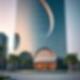 Architectural close-up of Al Wasl Building showcasing its innovative design