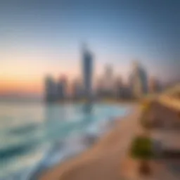 Breathtaking view of Dubai's skyline from the beach