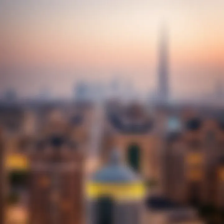 Overview of Dubai skyline with real estate properties