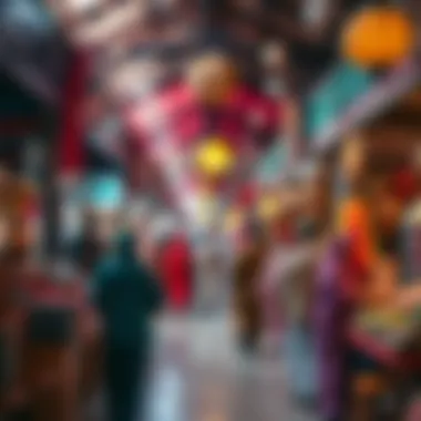 A vibrant Eid celebration in a traditional market