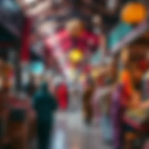 A vibrant Eid celebration in a traditional market