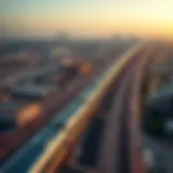 Aerial view of Etihad Rail showcasing its route through Dubai