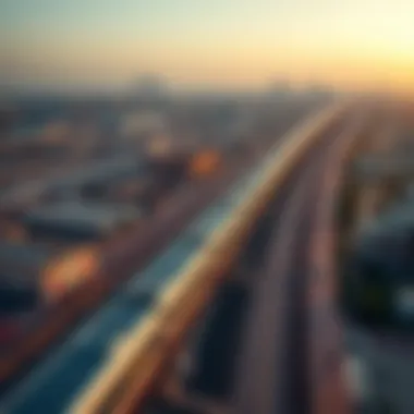 Aerial view of Etihad Rail showcasing its route through Dubai