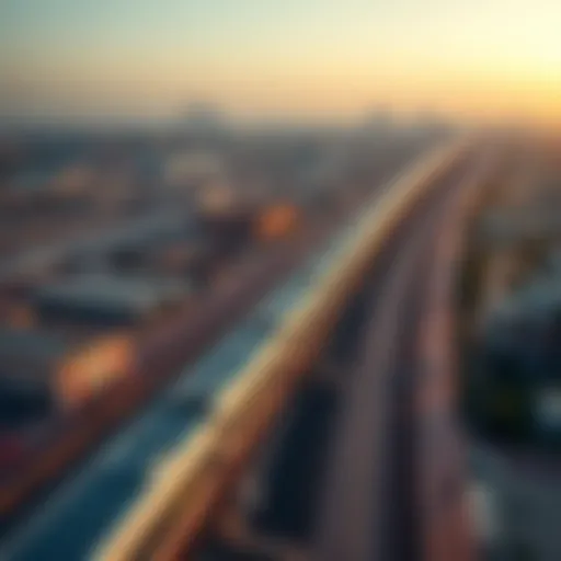 Aerial view of Etihad Rail showcasing its route through Dubai