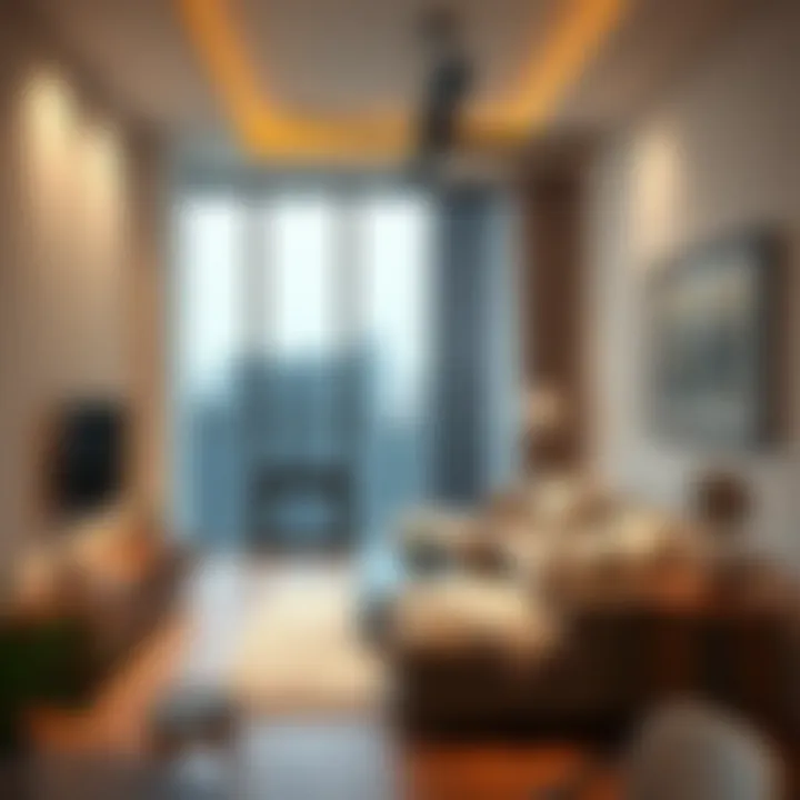 Modern Interior of a 1 BHK Flat Stunning view of a modern 1 BHK flat interior showcasing a cozy living space.