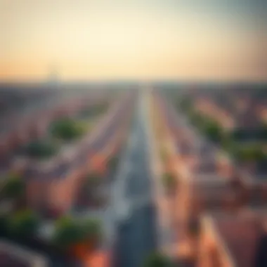 Vibrant Neighborhood in Dubai Aerial view of a vibrant neighborhood in Dubai featuring 1 BHK flats.