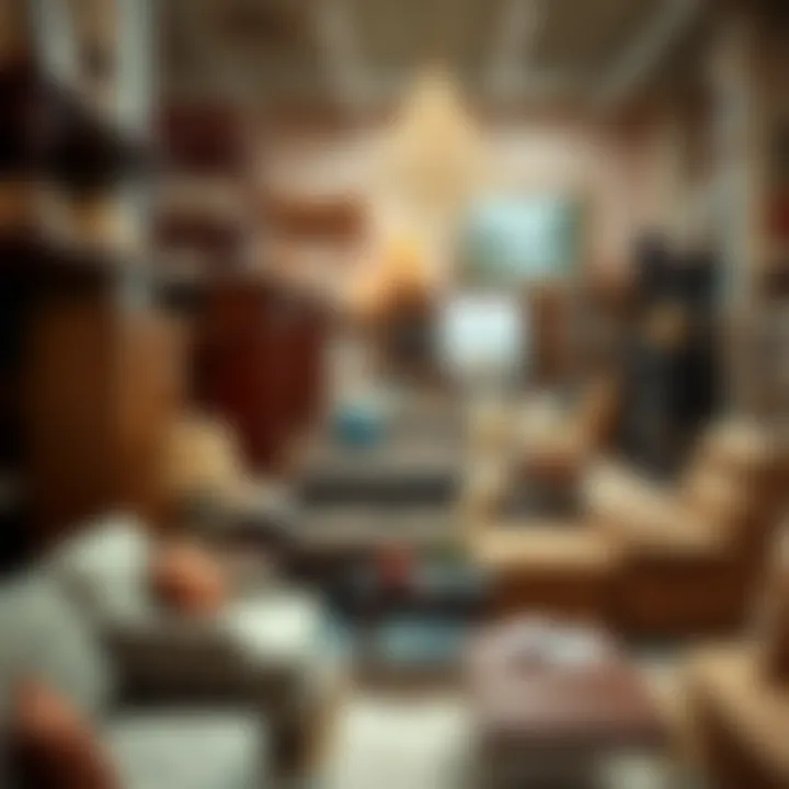 Display of various furniture styles in a store