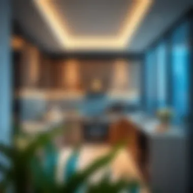 Affordable one-bedroom apartment kitchen in Dubai