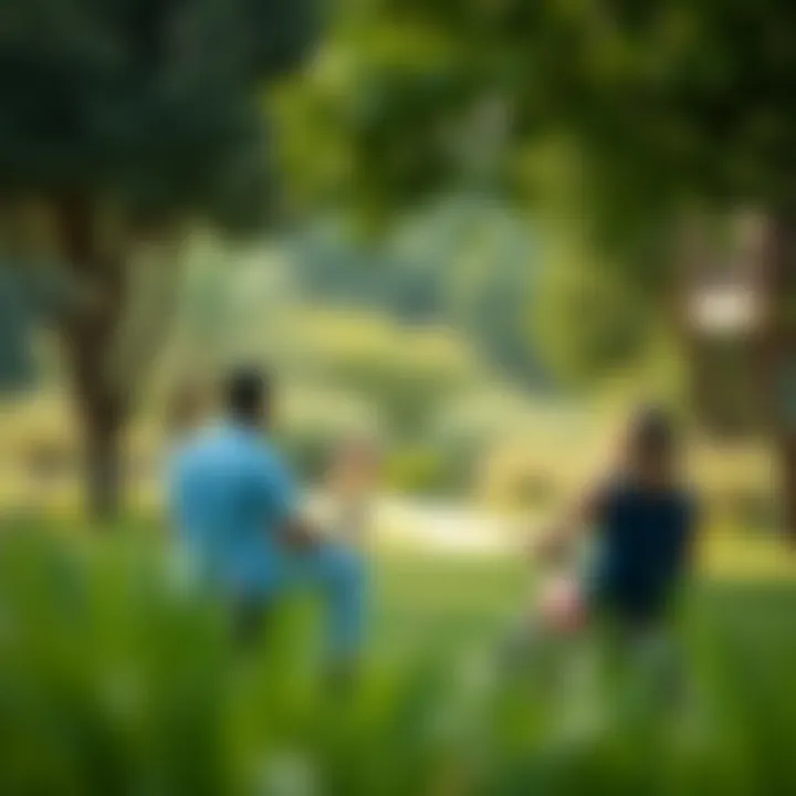 Family enjoying recreational activities amidst the greenery of Al Barari Park