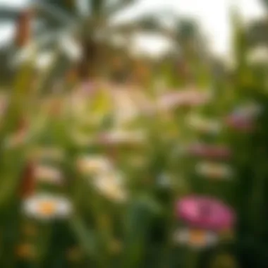 Wildflowers blooming in the tranquil surroundings of Al Barari Park