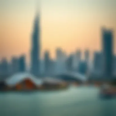 Dubai Skyline Featuring Al Dalal Building Panoramic view of Dubai skyline with Al Dalal Building