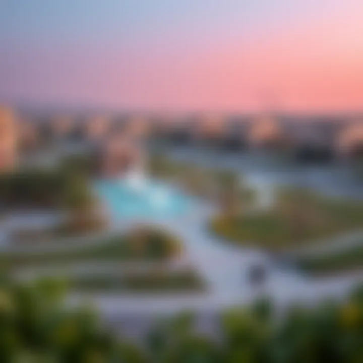 Community amenities in Al Hamra Village including parks and recreational areas