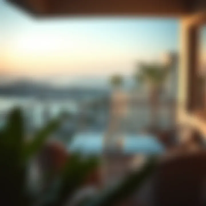 Scenic view from a furnished apartment balcony in Al Marjan