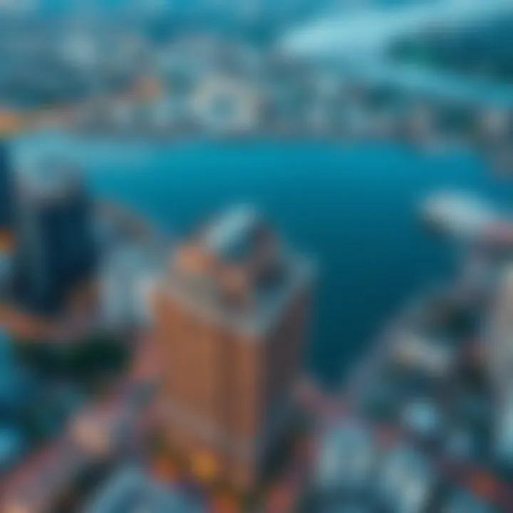 Aerial Perspective of Bay Square Development Aerial view of Bay Square development highlighting Building 12's location