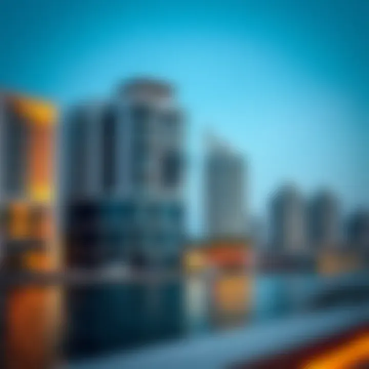 Luxurious residential buildings on Bluewaters Island by the waterfront