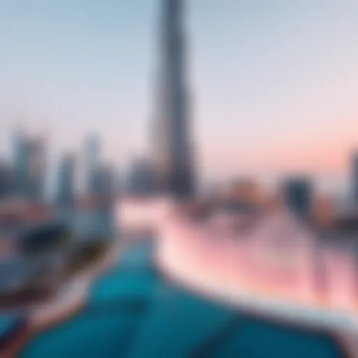 Iconic Burj Khalifa and Majestic Dubai Fountain Stunning view of Burj Khalifa and Dubai Fountain