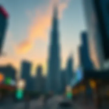 Iconic Burj Khalifa amidst vibrant city life