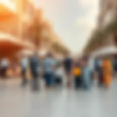 A vibrant community gathering in a beautifully designed urban space