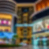 Exterior view of Dubai Hills Mall showcasing modern architecture